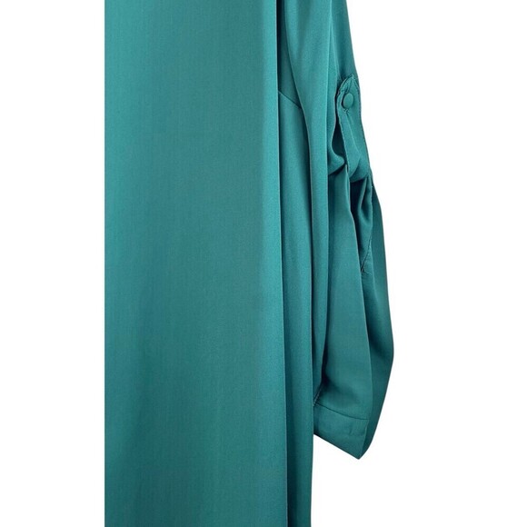 Torrid Women's Plus Size 5 (5X) Green Boho Hippie Tunic Roll Tab Sleeves V-Neck - Picture 3 of 6